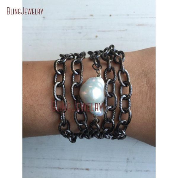 pendant necklaces white freshwater baroque pearl gunmetal chain wrap bracelet necklace nm18369, Silver
pendant necklaces white freshwater baroque pearl gunmetal chain wrap bracelet necklace nm18369, Silver