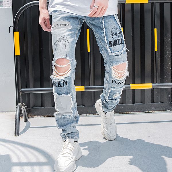 men's jeans aolamegs biker men reflective hole denim pants mens vintage skinny baggy trousers jean fashion streetwear autumn tjcq, Blue
men's jeans aolamegs biker men reflective hole denim pants mens vintage skinny baggy trousers jean fashion streetwear autumn tjcq, Blue