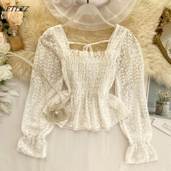 women's blouses & shirts ftlzz women casual ruffle shirt summer spring long puff sleeve slim sweet lady with bow thin short, White 
women's blouses & shirts ftlzz women casual ruffle shirt summer spring long puff sleeve slim sweet lady with bow thin short, White
