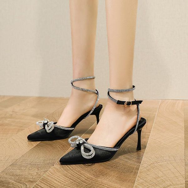rhinestone sandals women 2021 summer high heels stiletto bow fashion pointed toe women's shoes dress, Black
rhinestone sandals women 2021 summer high heels stiletto bow fashion pointed toe women's shoes dress, Black