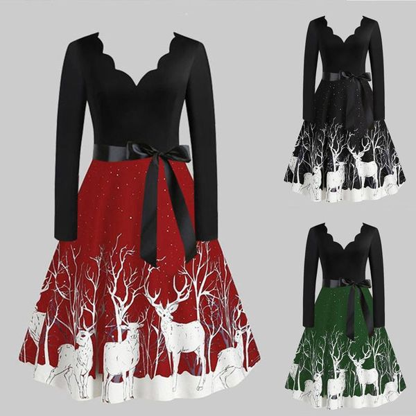 casual dresses ladies dress christmas unique design long sleeve slim wavy v-neck elk print bow prom elegant vestidos de noche, Black;gray
casual dresses ladies dress christmas unique design long sleeve slim wavy v-neck elk print bow prom elegant vestidos de noche, Black;gray