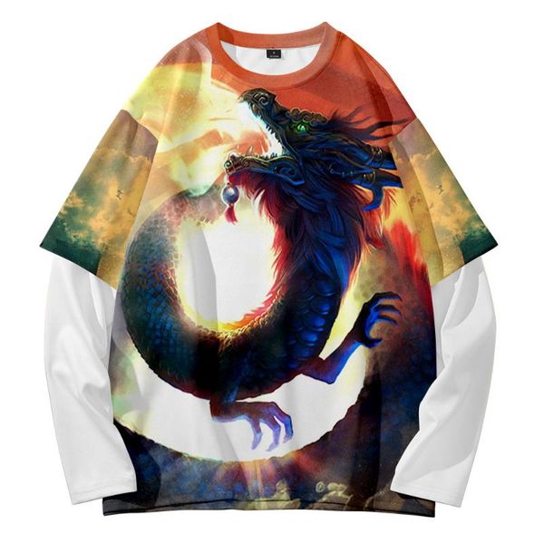 men's hoodies & sweatshirts chinese dragon summer retro trend street style fashion round neck fake two, Black
men's hoodies & sweatshirts chinese dragon summer retro trend street style fashion round neck fake two, Black