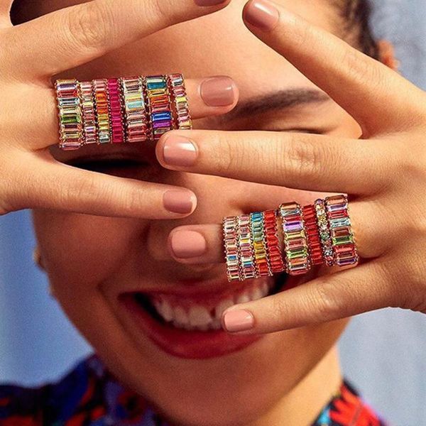 cluster rings thin baguette t ring engagement handmade rainbow trapezoid stone for women fashion finger accessories anel wedding band, Golden;silver
cluster rings thin baguette t ring engagement handmade rainbow trapezoid stone for women fashion finger accessories anel wedding band, Golden;silver