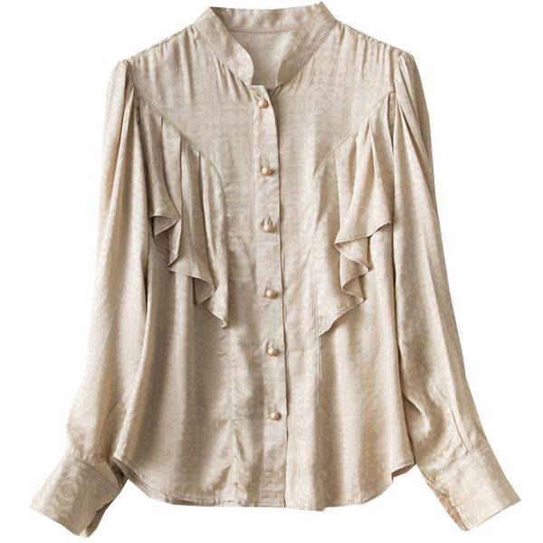 women's blouses & shirts 2021 summer jacquard viscose shirt ruffled back front buttons long sleeves women blouse cuffs fashion lady, White
women's blouses & shirts 2021 summer jacquard viscose shirt ruffled back front buttons long sleeves women blouse cuffs fashion lady, White