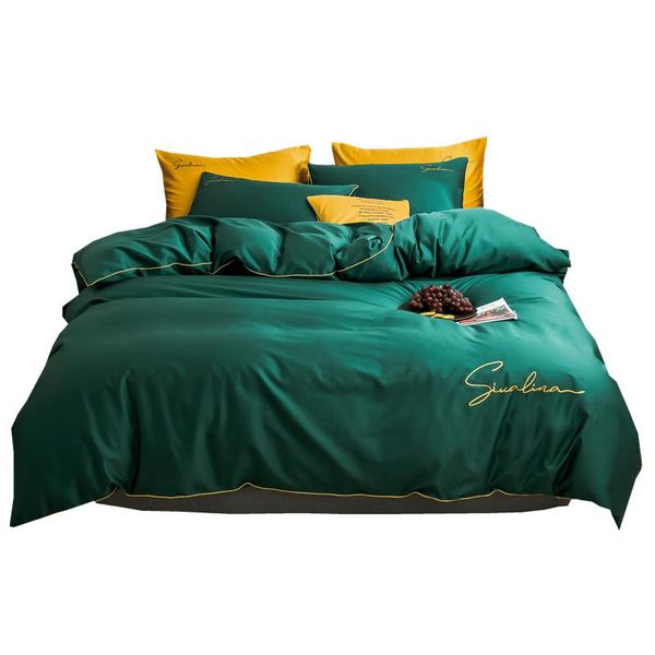 bedding sets 2021 four-piece simple cotton double household bed sheet quilt cover embroidered piping comfortable dark green
bedding sets 2021 four-piece simple cotton double household bed sheet quilt cover embroidered piping comfortable dark green