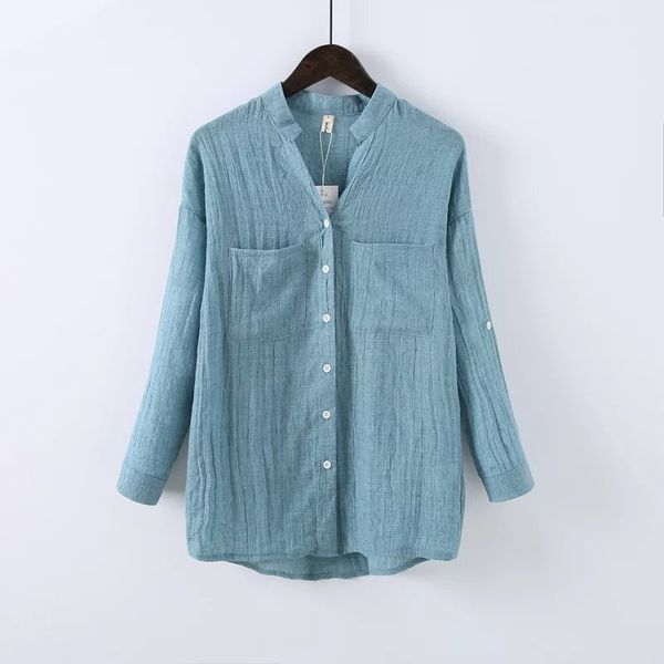 women's blouses & shirts johnature women cotton linen summer 6 color vintage stand long sleeve button pockets loose casual m3sf, White
women's blouses & shirts johnature women cotton linen summer 6 color vintage stand long sleeve button pockets loose casual m3sf, White