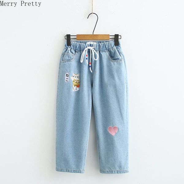 women's jeans women denim straight pants blue cartoon cat embroidery elastic waist casual 2021 summer ladies basic daily
women's jeans women denim straight pants blue cartoon cat embroidery elastic waist casual 2021 summer ladies basic daily