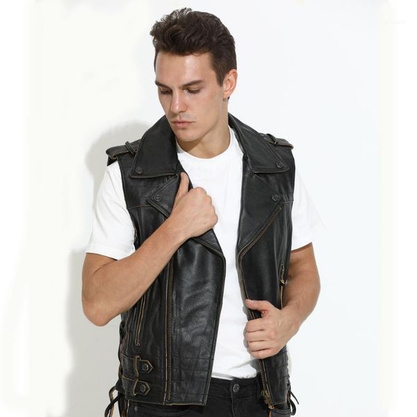 men's vests 2021 vintage black men slim fit biker's leather vest plus size 3xl genuine cowhide autumn american motorcycle coat, Black;white
men's vests 2021 vintage black men slim fit biker's leather vest plus size 3xl genuine cowhide autumn american motorcycle coat, Black;white