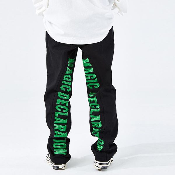 men's pants green letter embrodiery drawstring casual cargo for men and women retro streetwear straight overalls baggy vibe trousers, Black
men's pants green letter embrodiery drawstring casual cargo for men and women retro streetwear straight overalls baggy vibe trousers, Black