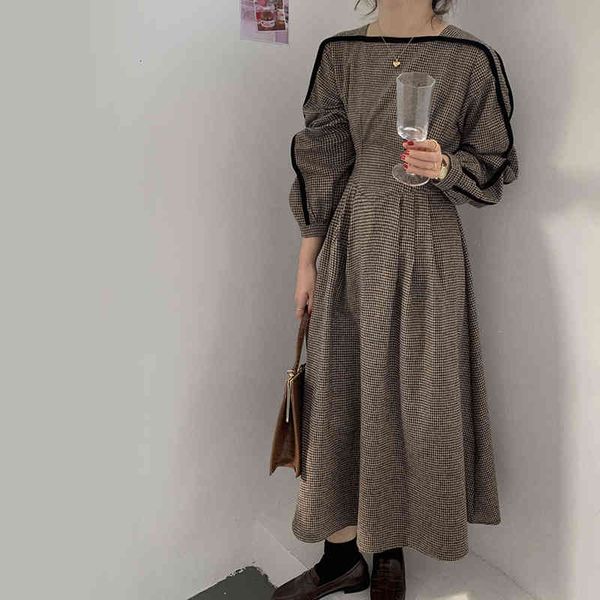 dresses women french retro plaid party gentle elegant long slash neck chic female high waist fashion clothe, Black;gray
dresses women french retro plaid party gentle elegant long slash neck chic female high waist fashion clothe, Black;gray