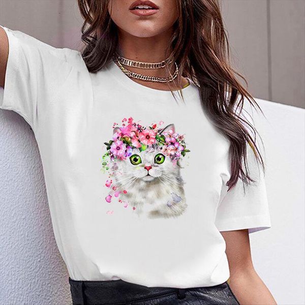 clothes print flower summer women t shirt cut cat animal sweet printed casual female woman tee, White
clothes print flower summer women t shirt cut cat animal sweet printed casual female woman tee, White