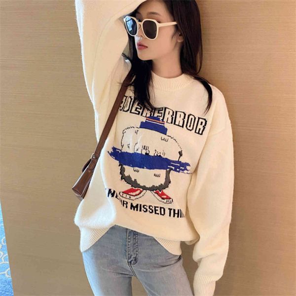women's sweaters fw adererror sweater women knitted ader error pullovers cartoon pattern snow monster all-match 3b1w, White;black
women's sweaters fw adererror sweater women knitted ader error pullovers cartoon pattern snow monster all-match 3b1w, White;black