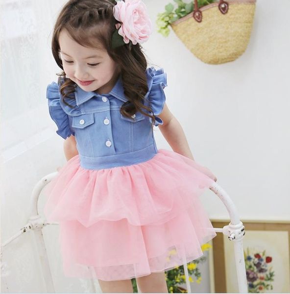 girl's dresses children's dress korean single breasted denim splice gauze flounced sleeves giils princess, Red;yellow
girl's dresses children's dress korean single breasted denim splice gauze flounced sleeves giils princess, Red;yellow