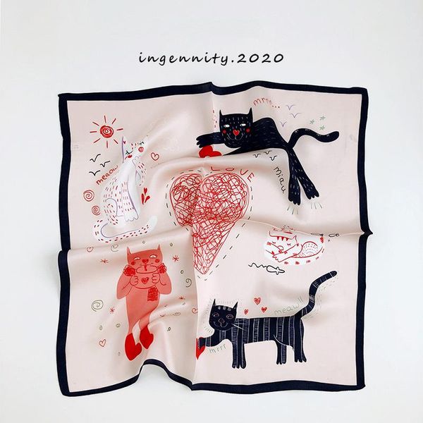 scarves 100% real silk square 52*52 cm women small handkerchief cartoon cats print crepe satin plain bandana headband, Blue;gray
scarves 100% real silk square 52*52 cm women small handkerchief cartoon cats print crepe satin plain bandana headband, Blue;gray