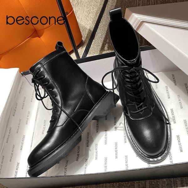 boots bescone casual ankle women genuine leather lace up round toe low heel spring/autumn ladies breathable bo752, Black
boots bescone casual ankle women genuine leather lace up round toe low heel spring/autumn ladies breathable bo752, Black