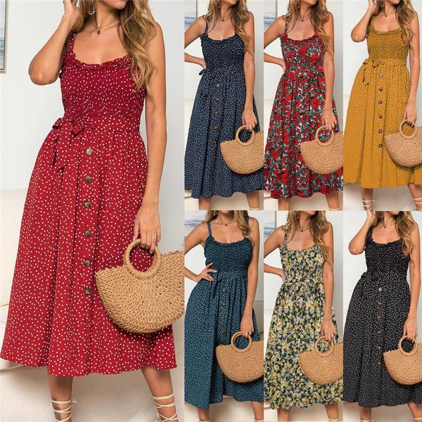 casual dresses summer dot print bandage dress women lace up spaghetti strap button sundress sleeveless ruffles party female, Black;gray
casual dresses summer dot print bandage dress women lace up spaghetti strap button sundress sleeveless ruffles party female, Black;gray