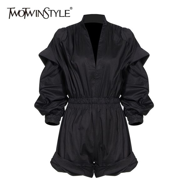 towtwinstyle casual loose women playsuits v neck lantern long sleeve high waist short jumpsuits female fashion clothing spring 210521, Black;white
towtwinstyle casual loose women playsuits v neck lantern long sleeve high waist short jumpsuits female fashion clothing spring 210521, Black;white