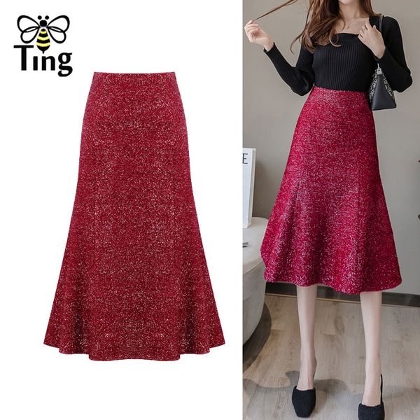 high-end fashion gillter mermaid skirt vintage elegant office lady work midi s shiny spring saia bottom chic 210513, Black
high-end fashion gillter mermaid skirt vintage elegant office lady work midi s shiny spring saia bottom chic 210513, Black