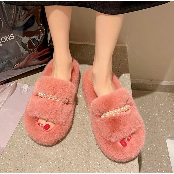 slippers 2021 winter women furry warm plush fluffy fur pearl decoration open toe casual slides soft bottom fashion females shoes, Black
slippers 2021 winter women furry warm plush fluffy fur pearl decoration open toe casual slides soft bottom fashion females shoes, Black