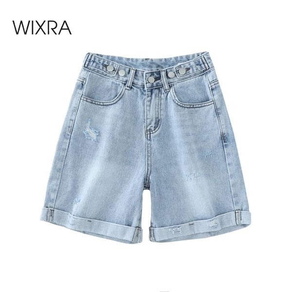 wixra summer blue demin shorts button pockets high waist casual streetwear women 210623, White;black
wixra summer blue demin shorts button pockets high waist casual streetwear women 210623, White;black