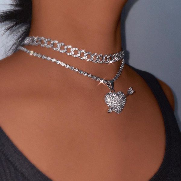 chains layered crystal cuban chain necklaces for women girls gold silver color thick heart rhinestone pendant jewelry
chains layered crystal cuban chain necklaces for women girls gold silver color thick heart rhinestone pendant jewelry