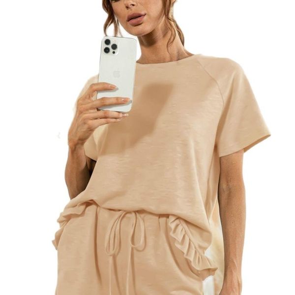 women's tracksuits sweatshirt set summer pure color o-neck short sleeve t-shirt yoga sets clothes workout running suit shorts 2 piece, Gray
women's tracksuits sweatshirt set summer pure color o-neck short sleeve t-shirt yoga sets clothes workout running suit shorts 2 piece, Gray