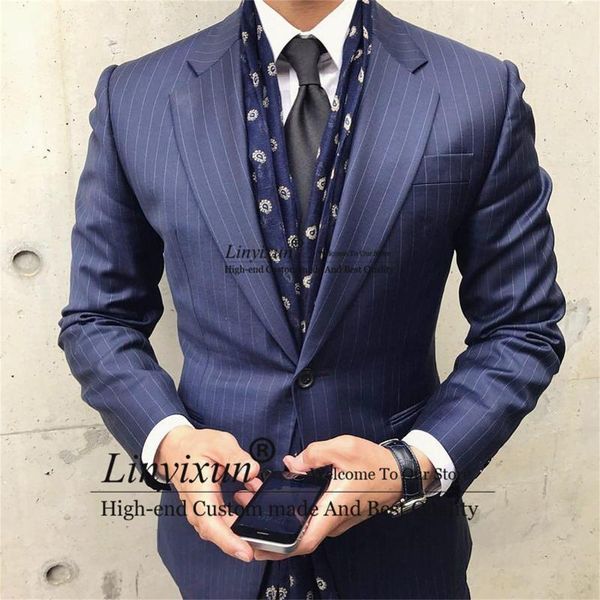 men's suits & blazers fashion navy blue pinstripe men 2 piece jacket pants set groom wedding tuxedos formal business male blazer terno, White;black
men's suits & blazers fashion navy blue pinstripe men 2 piece jacket pants set groom wedding tuxedos formal business male blazer terno, White;black