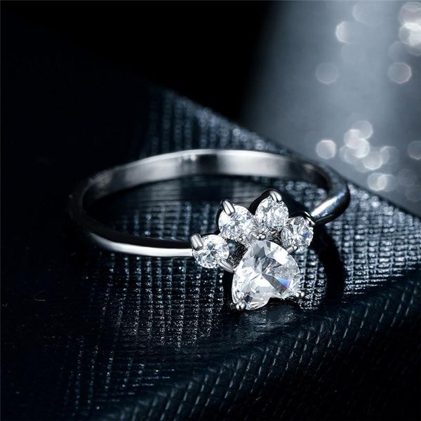 vintage silver color animal footprint ring cute cat dog claw white zircon heart stone rings for women wedding jewelry, Slivery;golden
vintage silver color animal footprint ring cute cat dog claw white zircon heart stone rings for women wedding jewelry, Slivery;golden