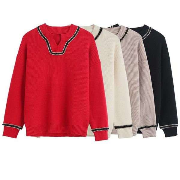 women's sweaters 2021 autumn sweater solid long sleeves v-neck female fashion casual women clothes, White;black
women's sweaters 2021 autumn sweater solid long sleeves v-neck female fashion casual women clothes, White;black