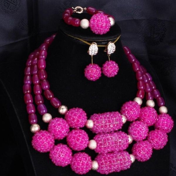earrings & necklace dudo nigeria jewelry sets for women fuchsia africa set crystal beaded balls, Silver
earrings & necklace dudo nigeria jewelry sets for women fuchsia africa set crystal beaded balls, Silver