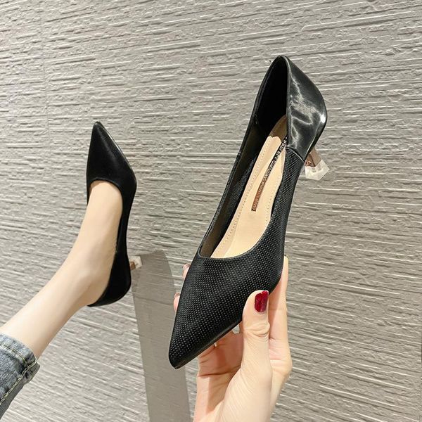 dress shoes women heels pumps fashion leather metal toe med thin heel spring summer ol office elegance super, Black
dress shoes women heels pumps fashion leather metal toe med thin heel spring summer ol office elegance super, Black