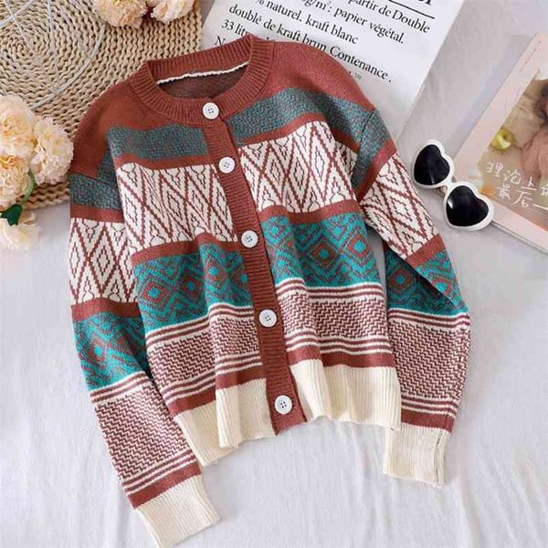 women's spring autumn cardigan korean retro loose striped knitted sweater long-sleeved short female coats gx809 210507, White;black
women's spring autumn cardigan korean retro loose striped knitted sweater long-sleeved short female coats gx809 210507, White;black