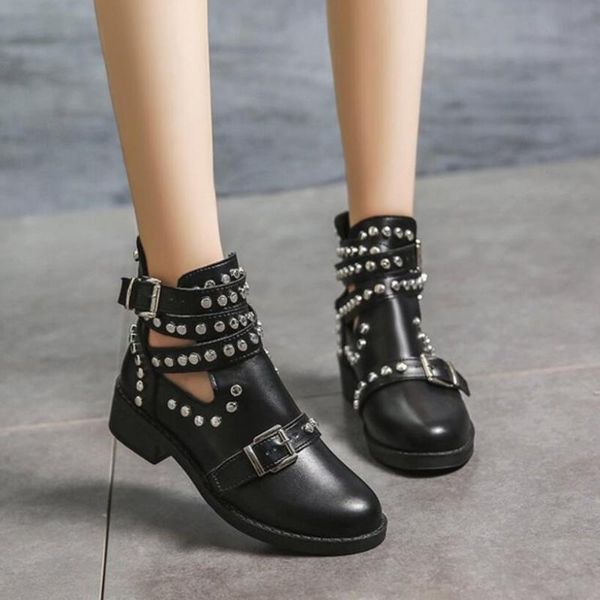 boots 35-43 plus size rivets punk women cutout leather belt motorcycle booties chunky heel studded winter ankle botas mujer ns53, Black
boots 35-43 plus size rivets punk women cutout leather belt motorcycle booties chunky heel studded winter ankle botas mujer ns53, Black