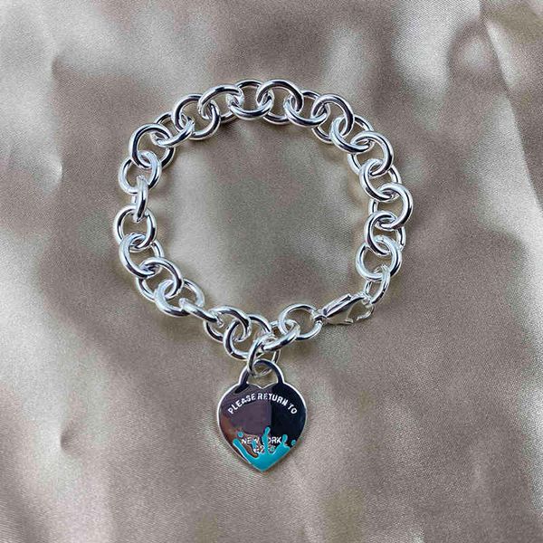 original classic retro sterling silver s925 women's heart gutta percha blue bracelet, fashionable simple jewelry, thick love pen, Golden;silver
original classic retro sterling silver s925 women's heart gutta percha blue bracelet, fashionable simple jewelry, thick love pen, Golden;silver