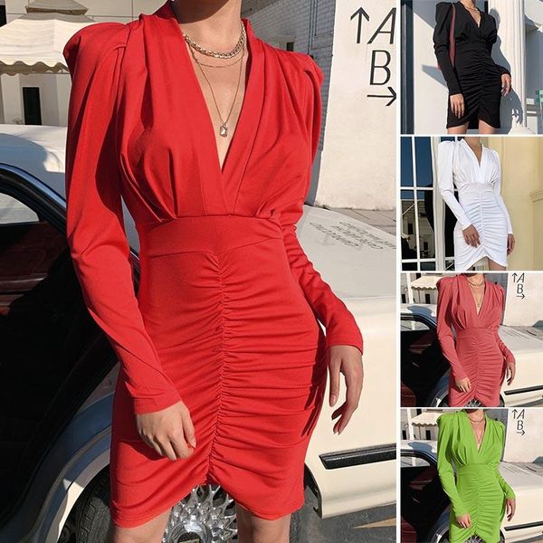 casual dresses women bodycon dress pleated long-sleeved bag hip deep v office lady party, Black;gray
casual dresses women bodycon dress pleated long-sleeved bag hip deep v office lady party, Black;gray