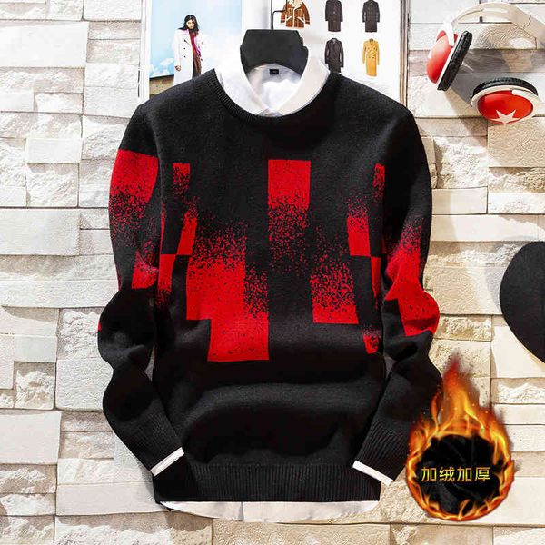 sweater knit autumn and winter men's plush thickened round neck pullover youth bottomed wear, White;black
sweater knit autumn and winter men's plush thickened round neck pullover youth bottomed wear, White;black