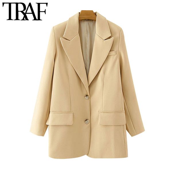 traf women fashion single breasted loose fitting blazer coat vintage long sleeve pockets female outerwear chic 210415, Black;brown
traf women fashion single breasted loose fitting blazer coat vintage long sleeve pockets female outerwear chic 210415, Black;brown