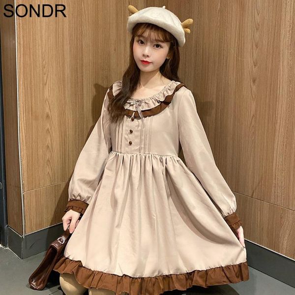 kawaii cute bow lolita dress women japanese student college style pleated dresses vintage soft girl long sleeve casual, Black;gray
kawaii cute bow lolita dress women japanese student college style pleated dresses vintage soft girl long sleeve casual, Black;gray