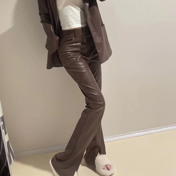 women's pants & capris pant za faux leather for women brown fashion hem slit trouser high waist straight streetwear vintage y2k, Black;white
women's pants & capris pant za faux leather for women brown fashion hem slit trouser high waist straight streetwear vintage y2k, Black;white