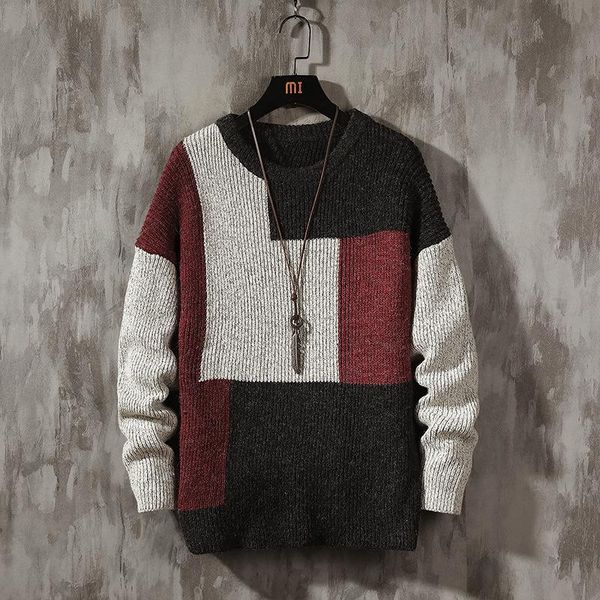 men's sweaters sweater 2021 autumn winter pullover fashion color block casual knitted men street trend, White;black
men's sweaters sweater 2021 autumn winter pullover fashion color block casual knitted men street trend, White;black