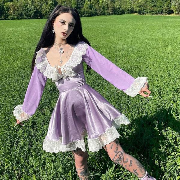 casual dresses wome cute purple deep v neck dress female student european and american soft girl long sleeve princess, Black;gray
casual dresses wome cute purple deep v neck dress female student european and american soft girl long sleeve princess, Black;gray
