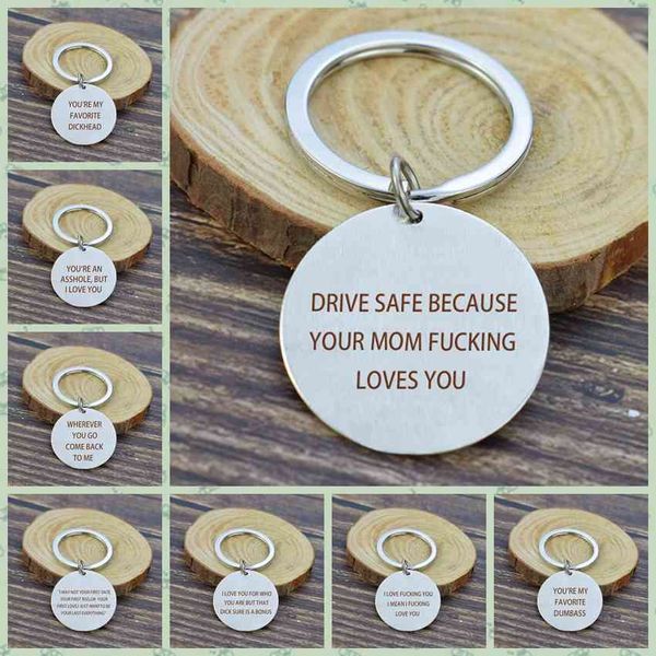 2021 new keychains sier color metal keychain " drive safe because your mom loves you letters engraved keyring funny jewelry gifts, Silver
2021 new keychains sier color metal keychain " drive safe because your mom loves you letters engraved keyring funny jewelry gifts, Silver