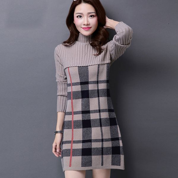 women's knits & tees s-3xl sweater autumn and winter fashion medium-long patchwork long-sleeve turtlrneck plaid dress female u477, White
women's knits & tees s-3xl sweater autumn and winter fashion medium-long patchwork long-sleeve turtlrneck plaid dress female u477, White
