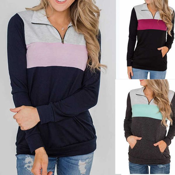 fashion hoodies 2021 color contrast sweater women's lapel zipper autumn casual sweatshirt loose long sleeve oversized top, Black
fashion hoodies 2021 color contrast sweater women's lapel zipper autumn casual sweatshirt loose long sleeve oversized top, Black