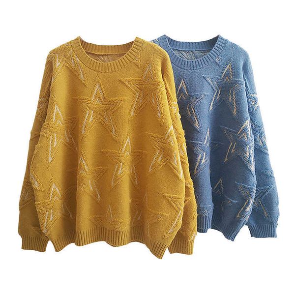 women's sweaters yellow/blue/beige stars pattern jumpers women pullover winter warm long sleeve oversized knitted sweater alb3, White;black
women's sweaters yellow/blue/beige stars pattern jumpers women pullover winter warm long sleeve oversized knitted sweater alb3, White;black