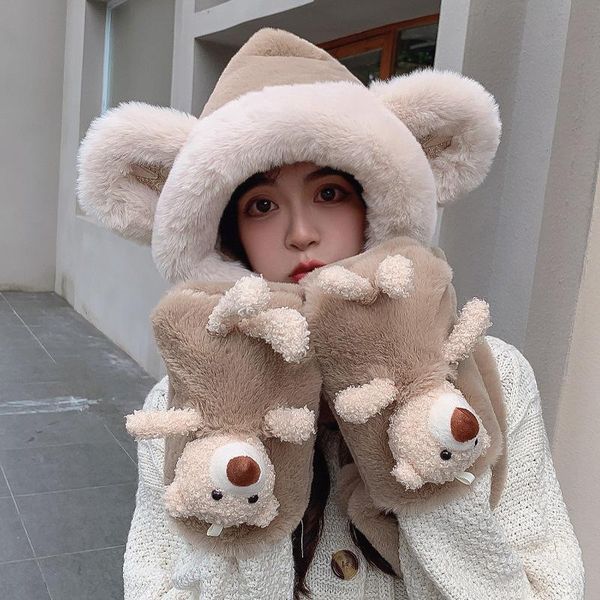 hats, scarves & gloves sets 2021 autumn winter warm cute three-piece plush bear bib earmuffs hat one-piece outdoor plus velvet thick scarf, Blue;gray
hats, scarves & gloves sets 2021 autumn winter warm cute three-piece plush bear bib earmuffs hat one-piece outdoor plus velvet thick scarf, Blue;gray