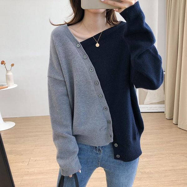women's knits & tees 2021 woman sweaters patchwork cardigan fall korean irregular single breasted knitted vintage casual female clothes, White
women's knits & tees 2021 woman sweaters patchwork cardigan fall korean irregular single breasted knitted vintage casual female clothes, White