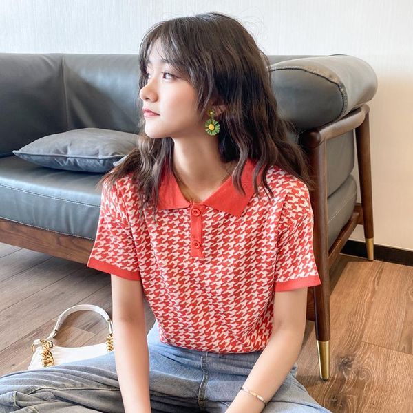 women's t-shirt streetwear houndstoot knitted t shirt women korean summer autumn turn down collar short sleeve tee shirts crop, White
women's t-shirt streetwear houndstoot knitted t shirt women korean summer autumn turn down collar short sleeve tee shirts crop, White