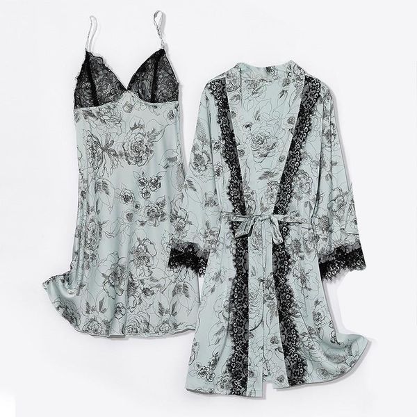 women's sleepwear women satin robe set lace nighty&robe suit floral print 2pcs female sleep v-neck kimono gown home clothing, Black;red
women's sleepwear women satin robe set lace nighty&robe suit floral print 2pcs female sleep v-neck kimono gown home clothing, Black;red