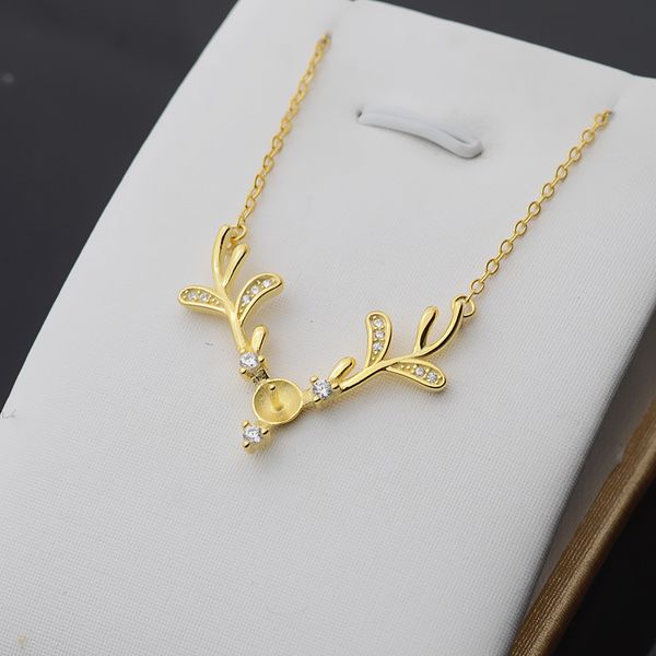 s925 silver pendant 7-8 empty antler elk necklace set chain diy pearl accessories support semi-finished product 343
s925 silver pendant 7-8 empty antler elk necklace set chain diy pearl accessories support semi-finished product 343
